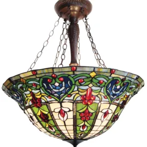 Tiffany-style 3 Light Victorian Inverted Hanging Pendant Fixture 22" Shade