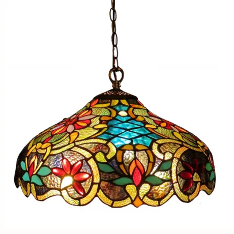 LESLIE Tiffany-style Victorian 2 Light Ceiling Pendant Fixture 18" Shade