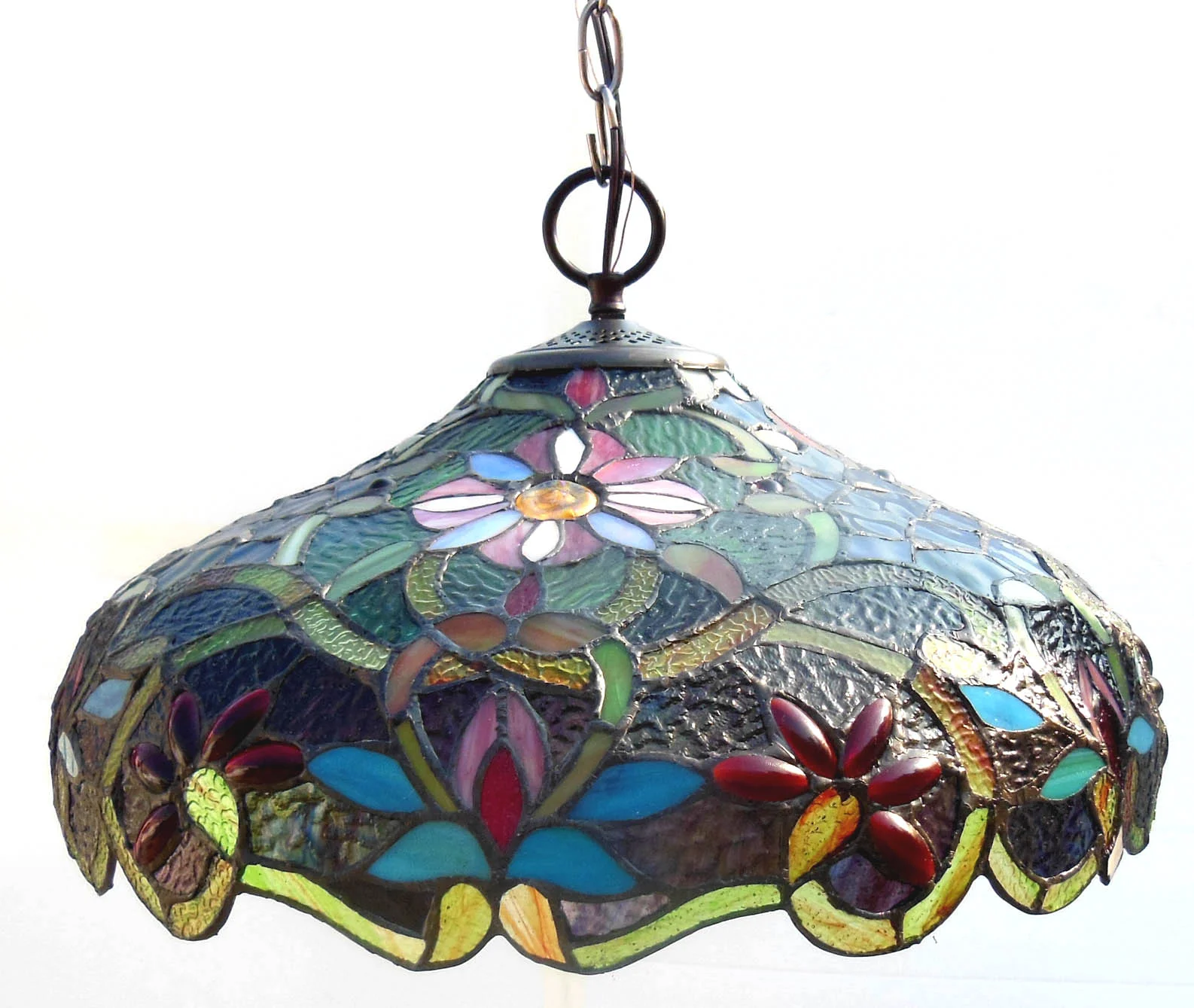 LESLIE Tiffany-style Victorian 2 Light Ceiling Pendant Fixture 18" Shade - Image 3