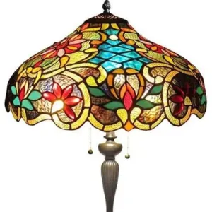 LESLIE Tiffany-style Victorian 2 Light Floor Lamp 18" Shade