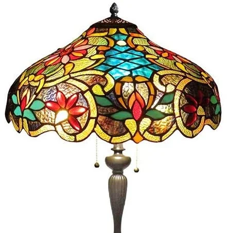 LESLIE Tiffany-style Victorian 2 Light Floor Lamp 18" Shade