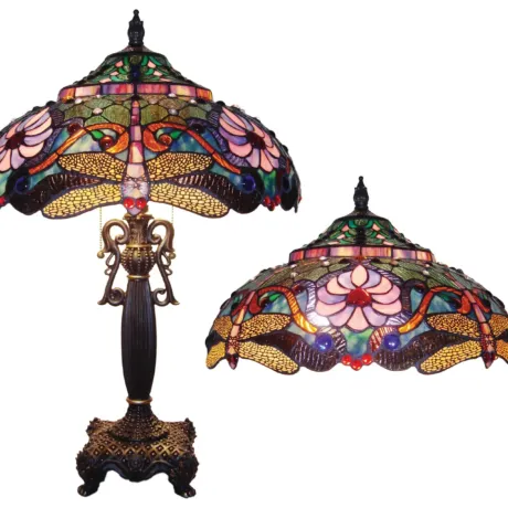 ZYGO Tiffany-style 2 Light Dragonfly Table Lamp 19" Shade