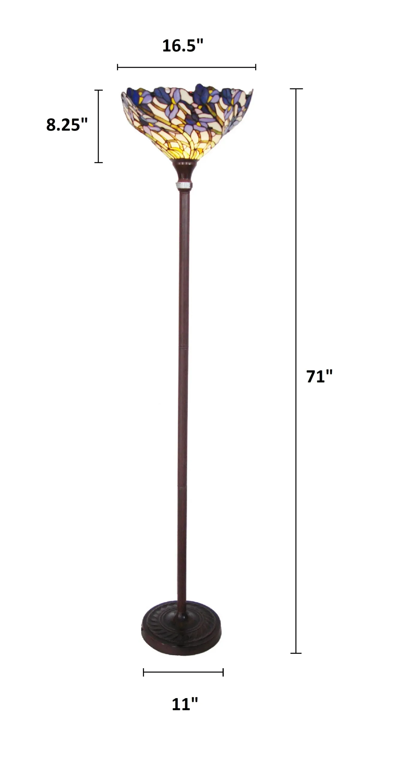 1 Light Tiffany-style Iris Torchiere Floor Lamp 17" Shade - Image 6
