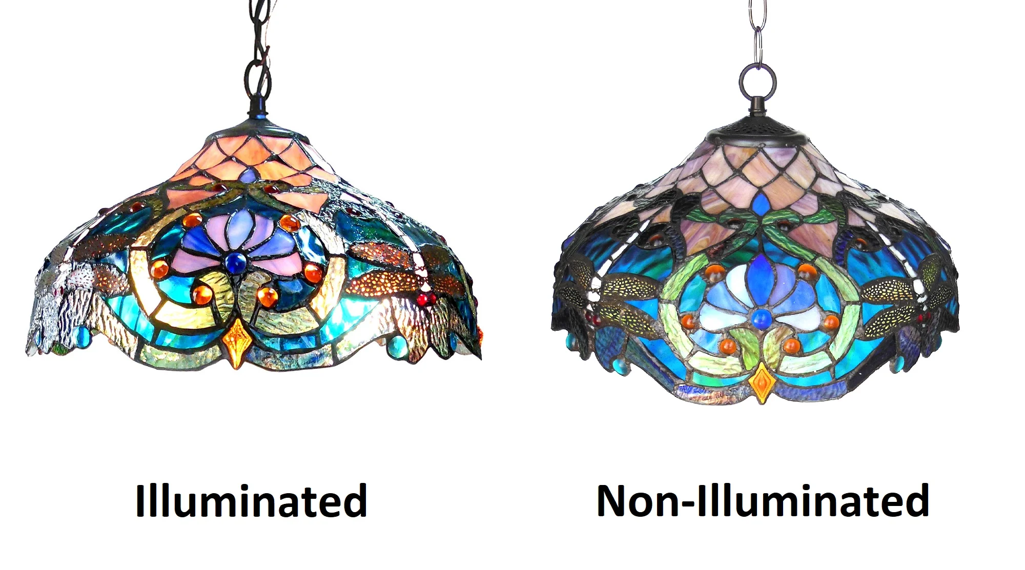 LYDIA Tiffany-style 2 Light Victorian Ceiling Pendant Fixture 17" Shade - Image 2