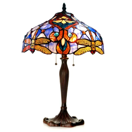 JULIA Tiffany-style 2 Light Dragonfly Table Lamp 17" Shade