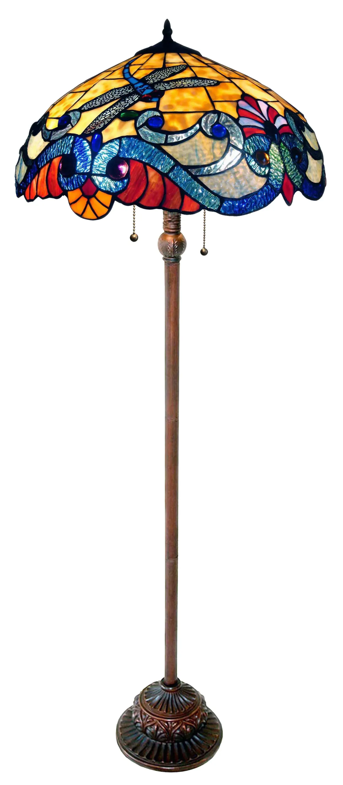 2 Light Tiffany-style Dragonfly Floor Lamp 18" Shade - Image 3