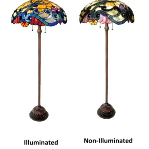 2 Light Tiffany-style Dragonfly Floor Lamp 18" Shade