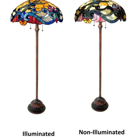 2 Light Tiffany-style Dragonfly Floor Lamp 18" Shade