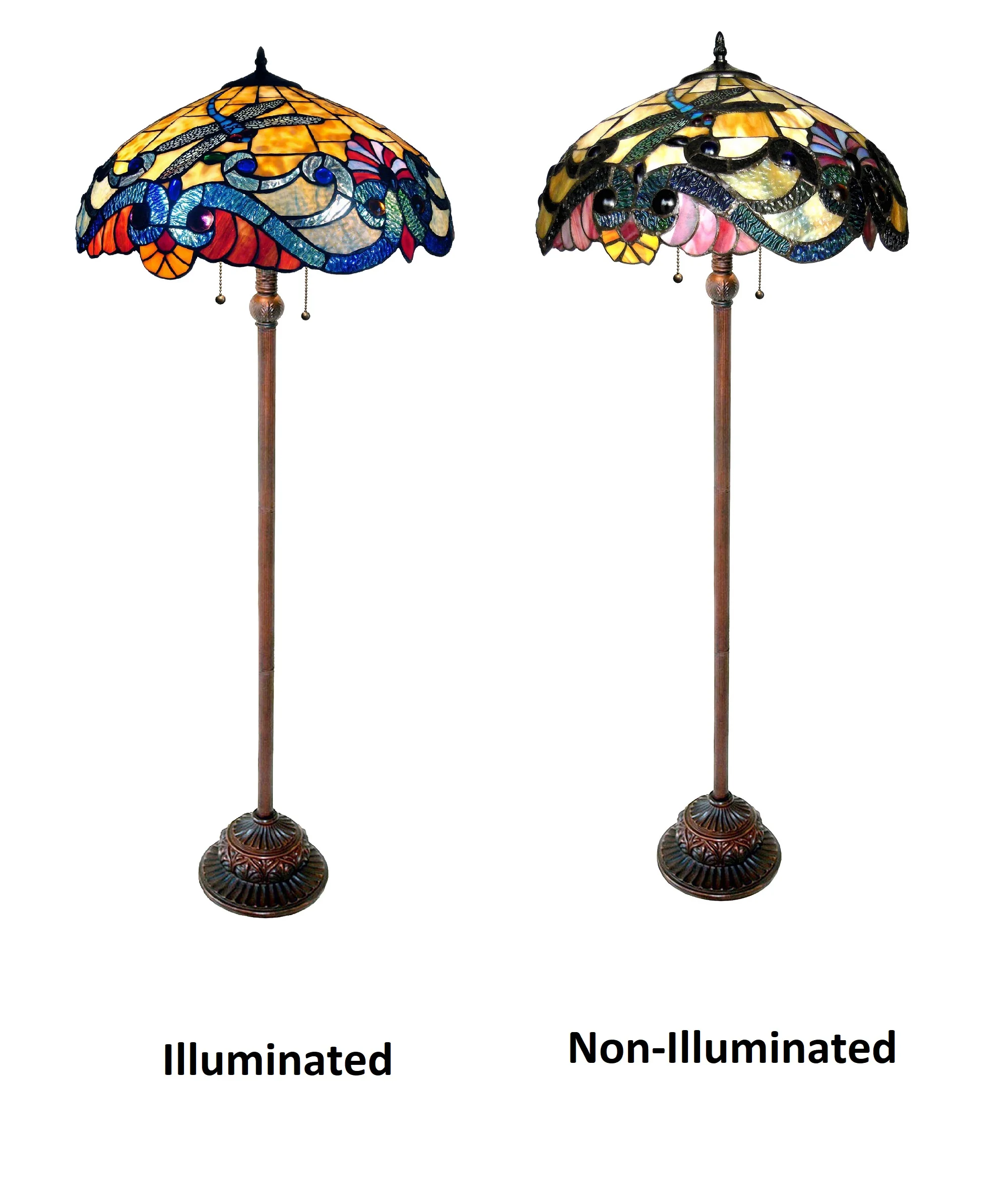 2 Light Tiffany-style Dragonfly Floor Lamp 18" Shade