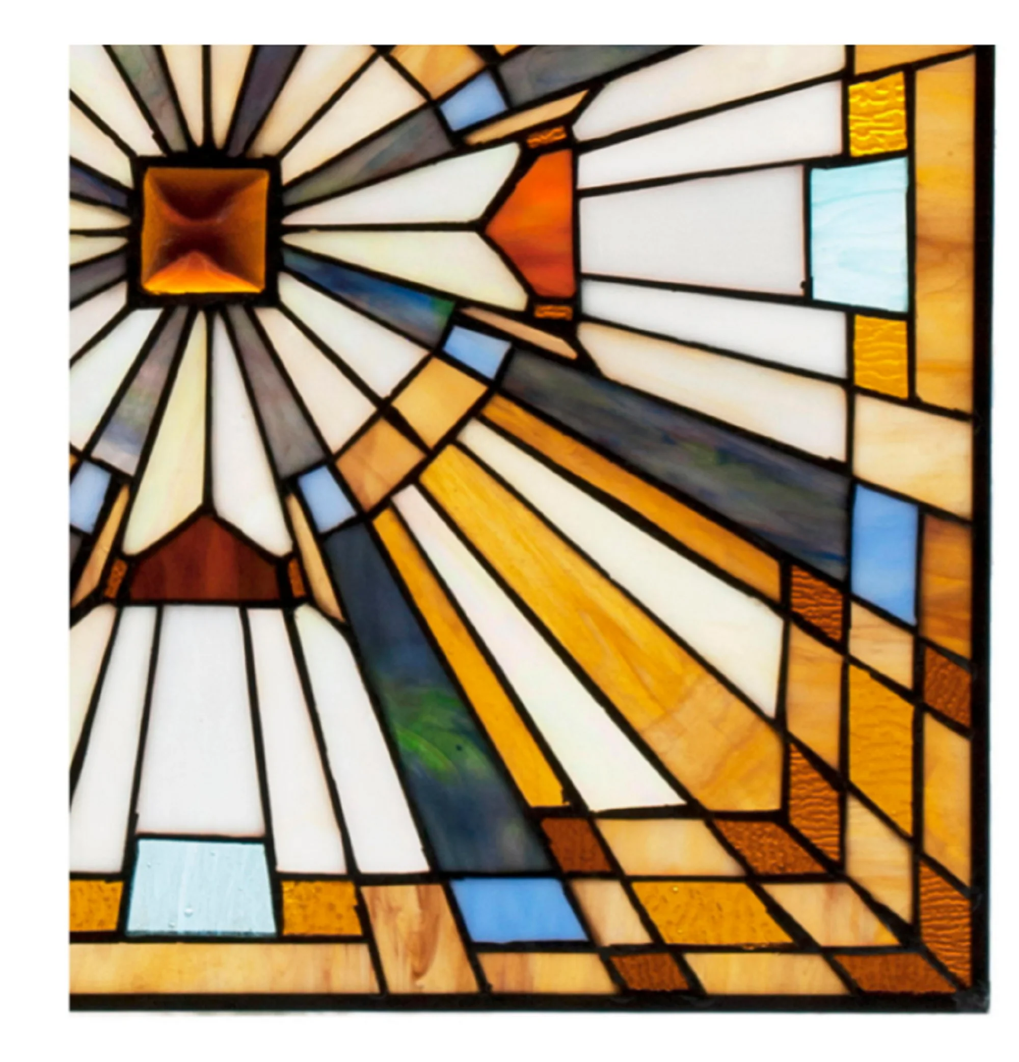 FLARE Tiffany-glass Mission Square Window Panel 24" - Image 3