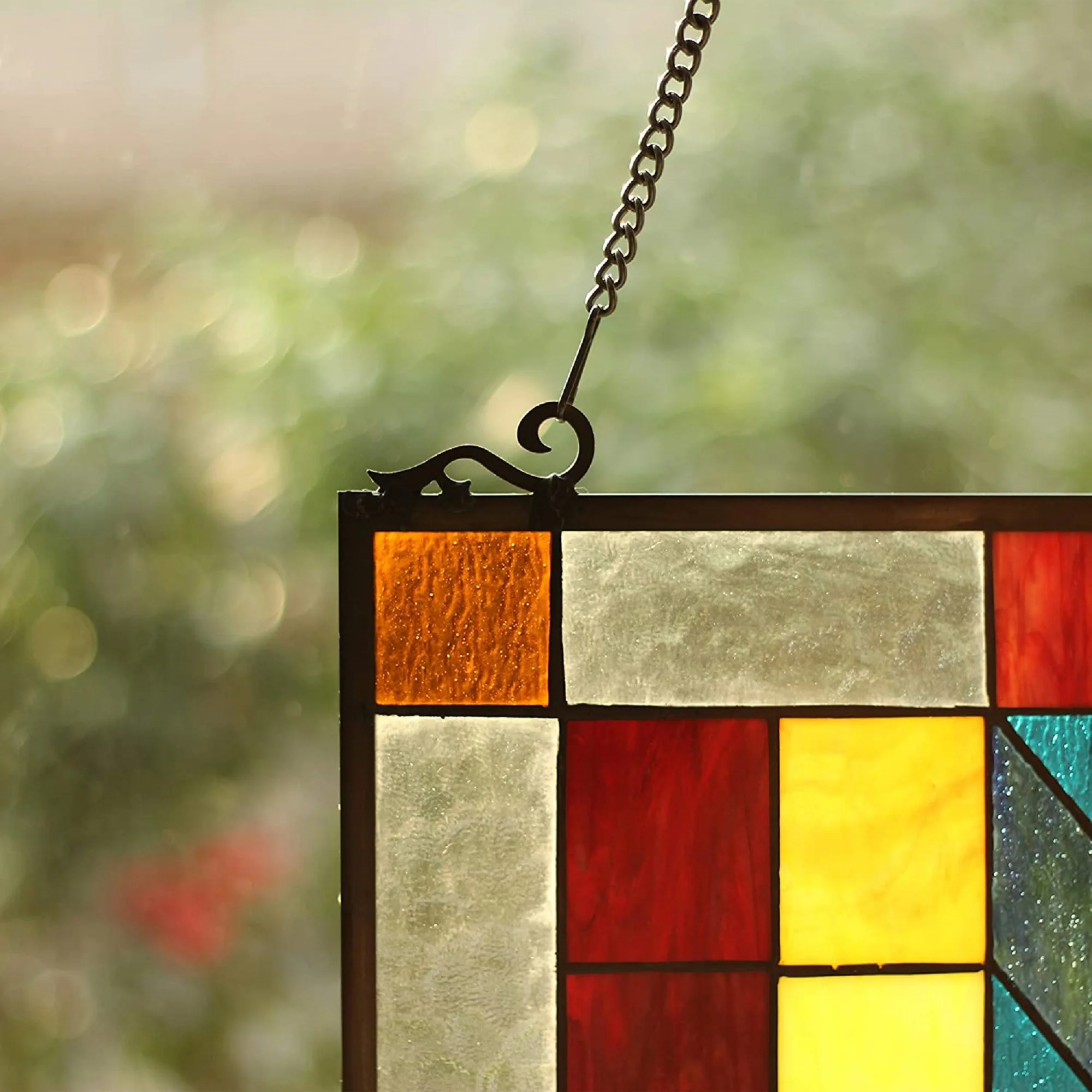 TATE Tiffany-glass Mosaic Design Window Panel 16x26 - Image 5