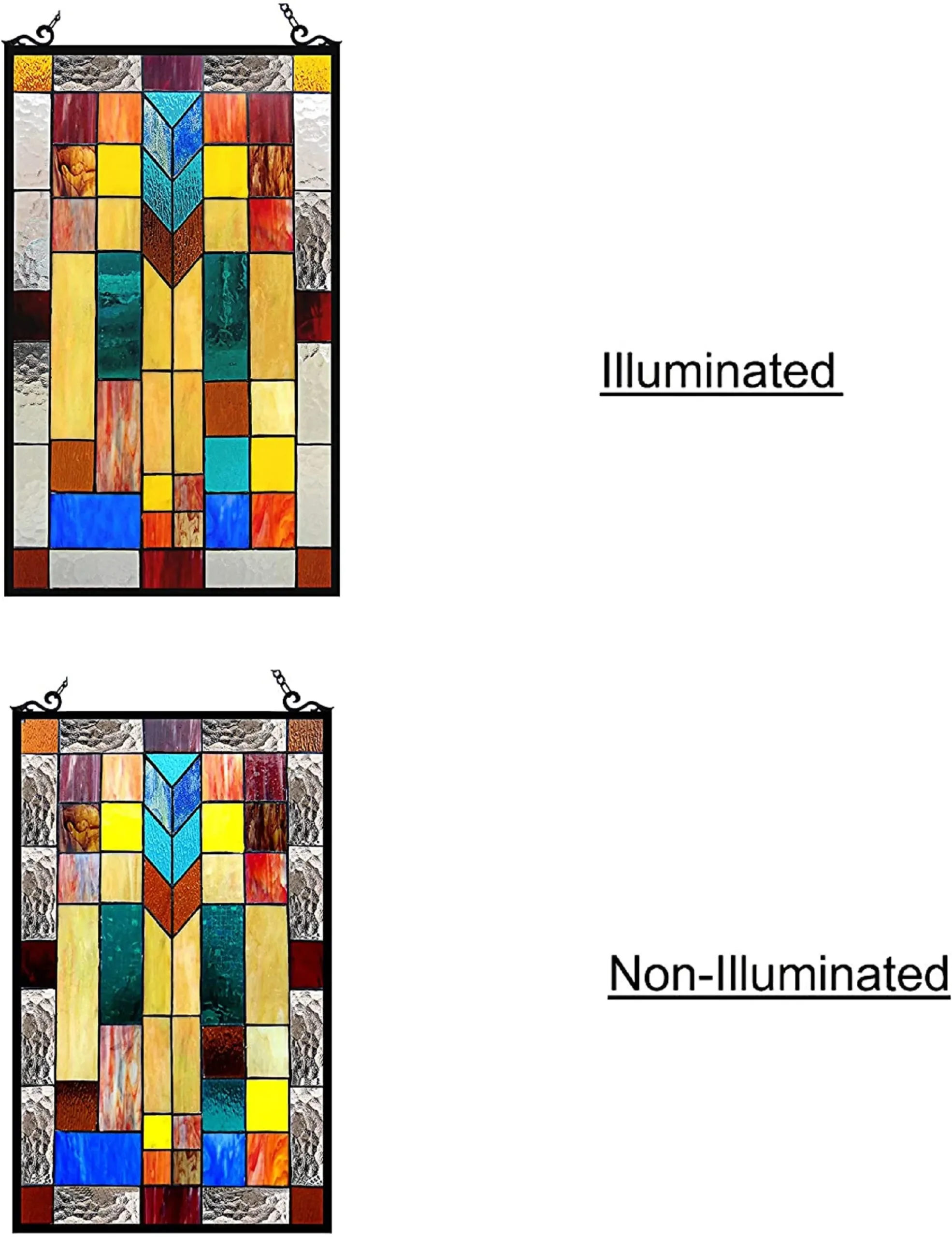 TATE Tiffany-glass Mosaic Design Window Panel 16x26 - Image 4