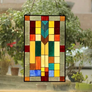 TATE Tiffany-glass Mosaic Design Window Panel 16x26