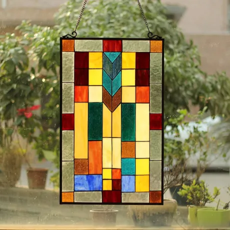 TATE Tiffany-glass Mosaic Design Window Panel 16x26