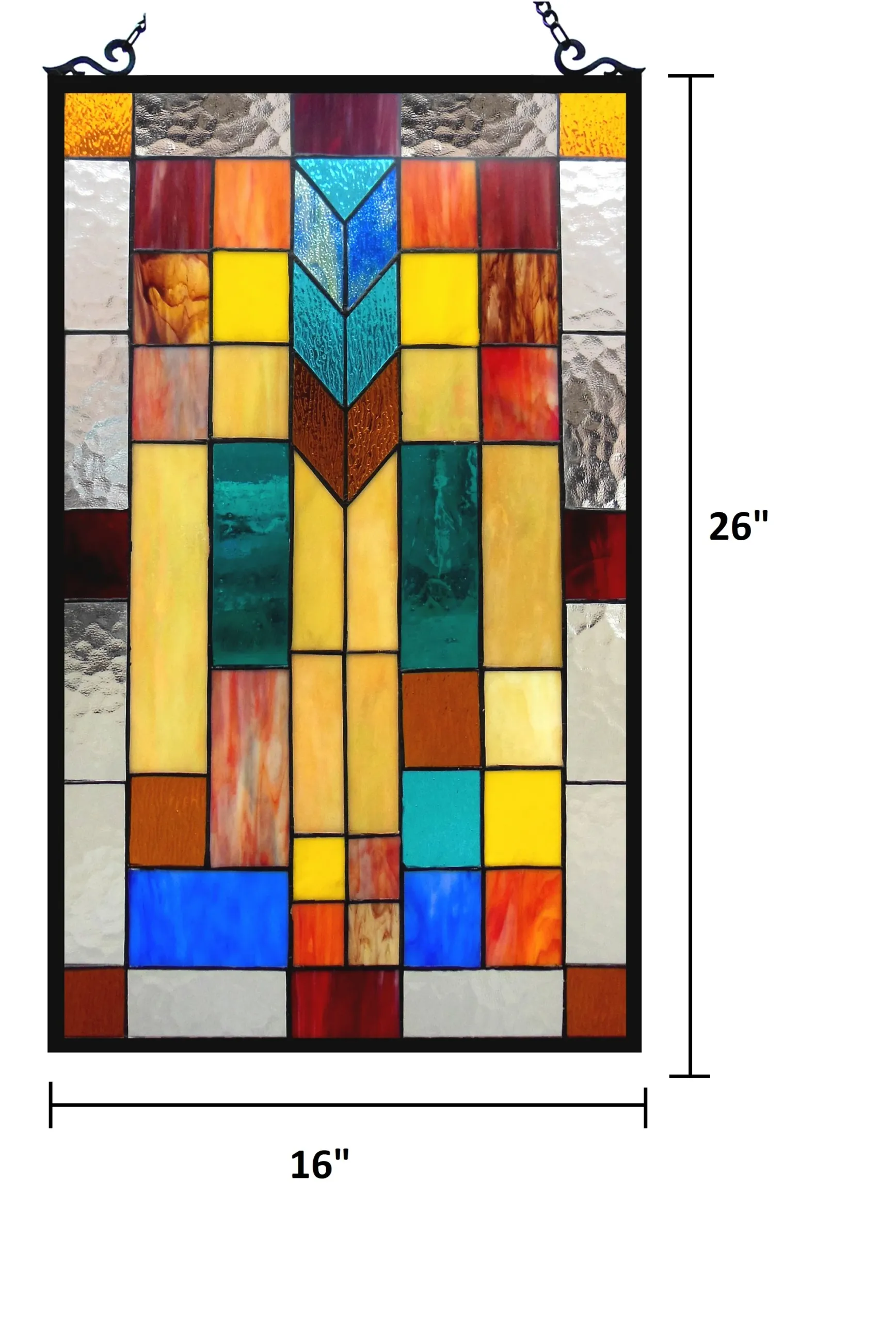 TATE Tiffany-glass Mosaic Design Window Panel 16x26 - Image 2