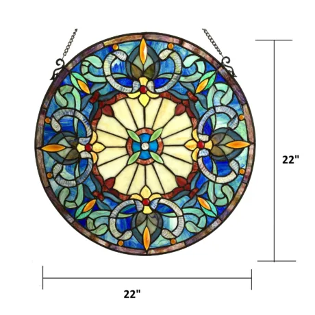 FRANCES Tiffany-glass Victorian Window Panel 22"