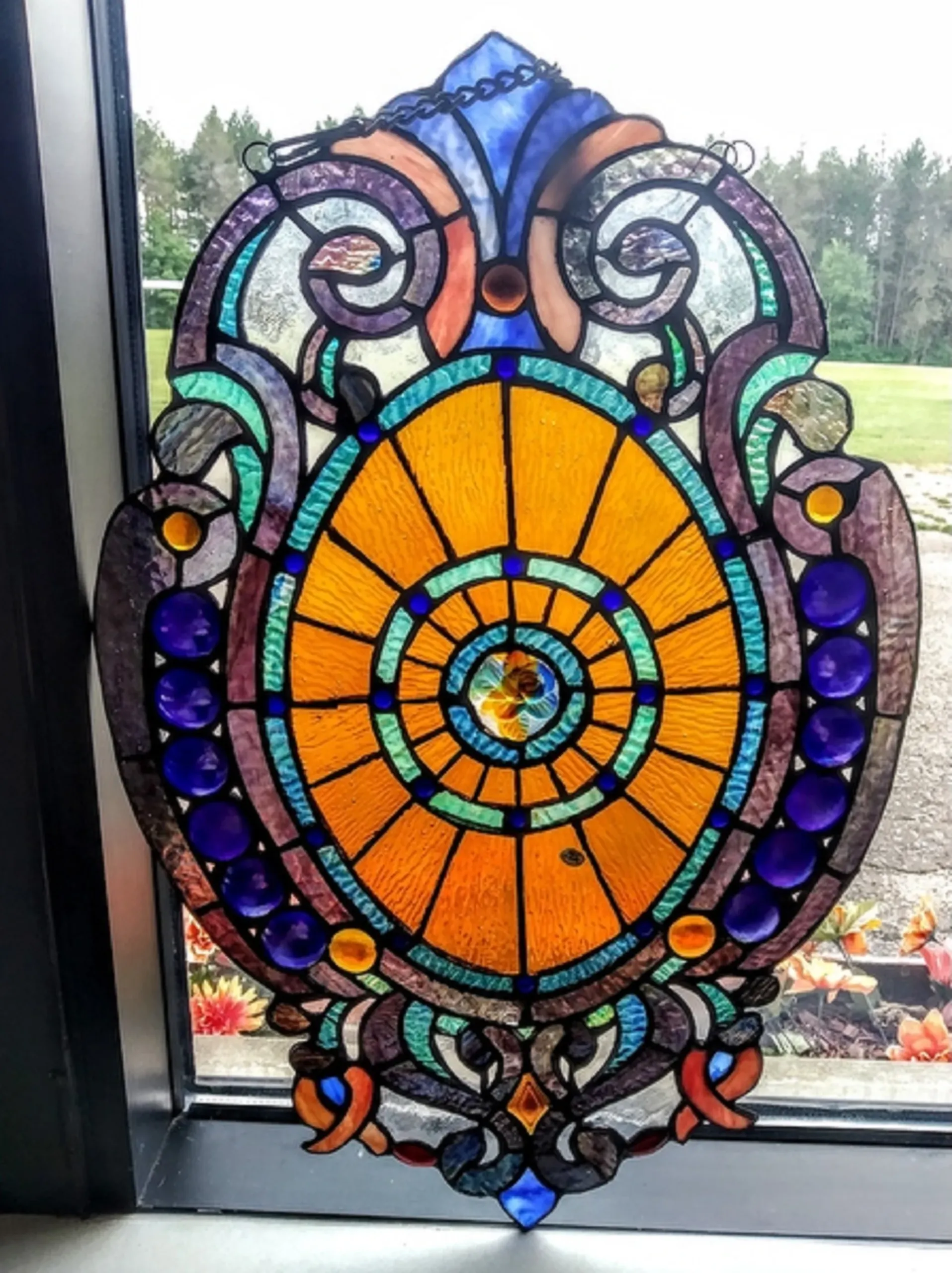 WEBSTER Tiffany-glass Victorian Window Panel 15x23 - Image 2