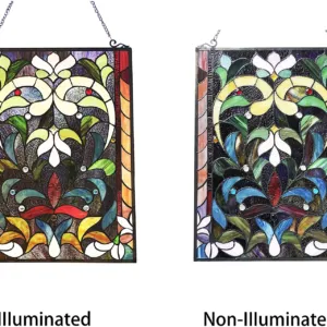 AUDRINA Tiffany-Style Victorian Stained-Glass Window Panel 24" Height