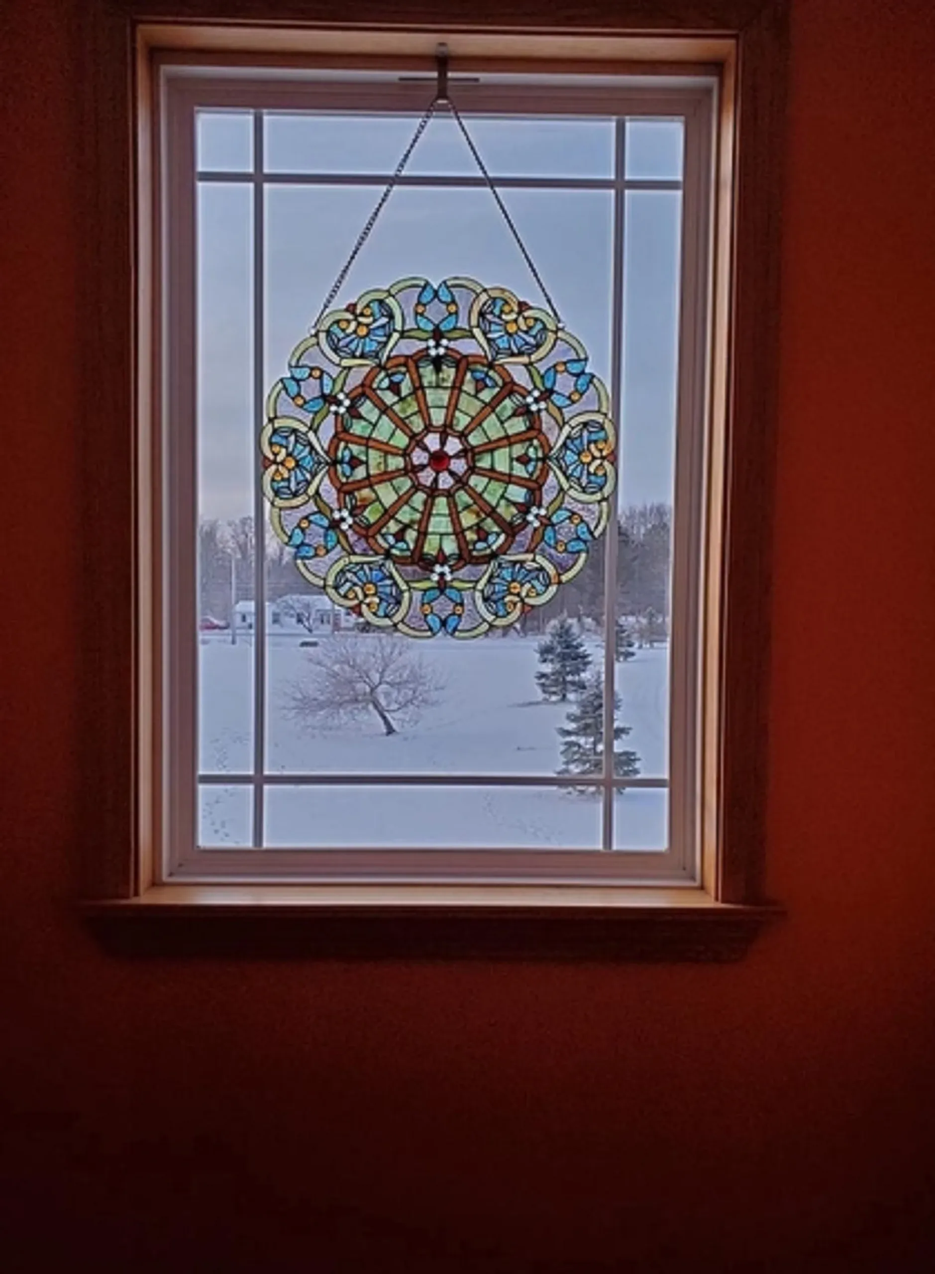 WILLA Tiffany-glass Victorian Window Panel 23" - Image 2