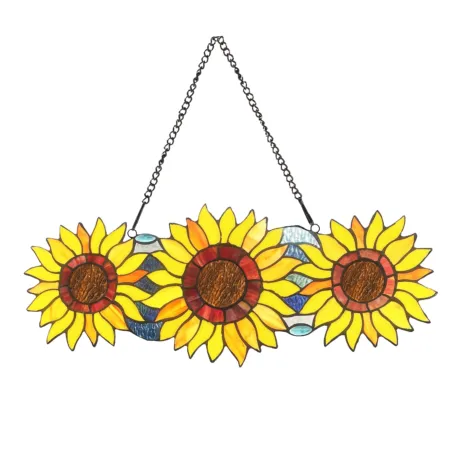 ANNUUS Floral-Style Stained Glass Window Panel 22" Wide