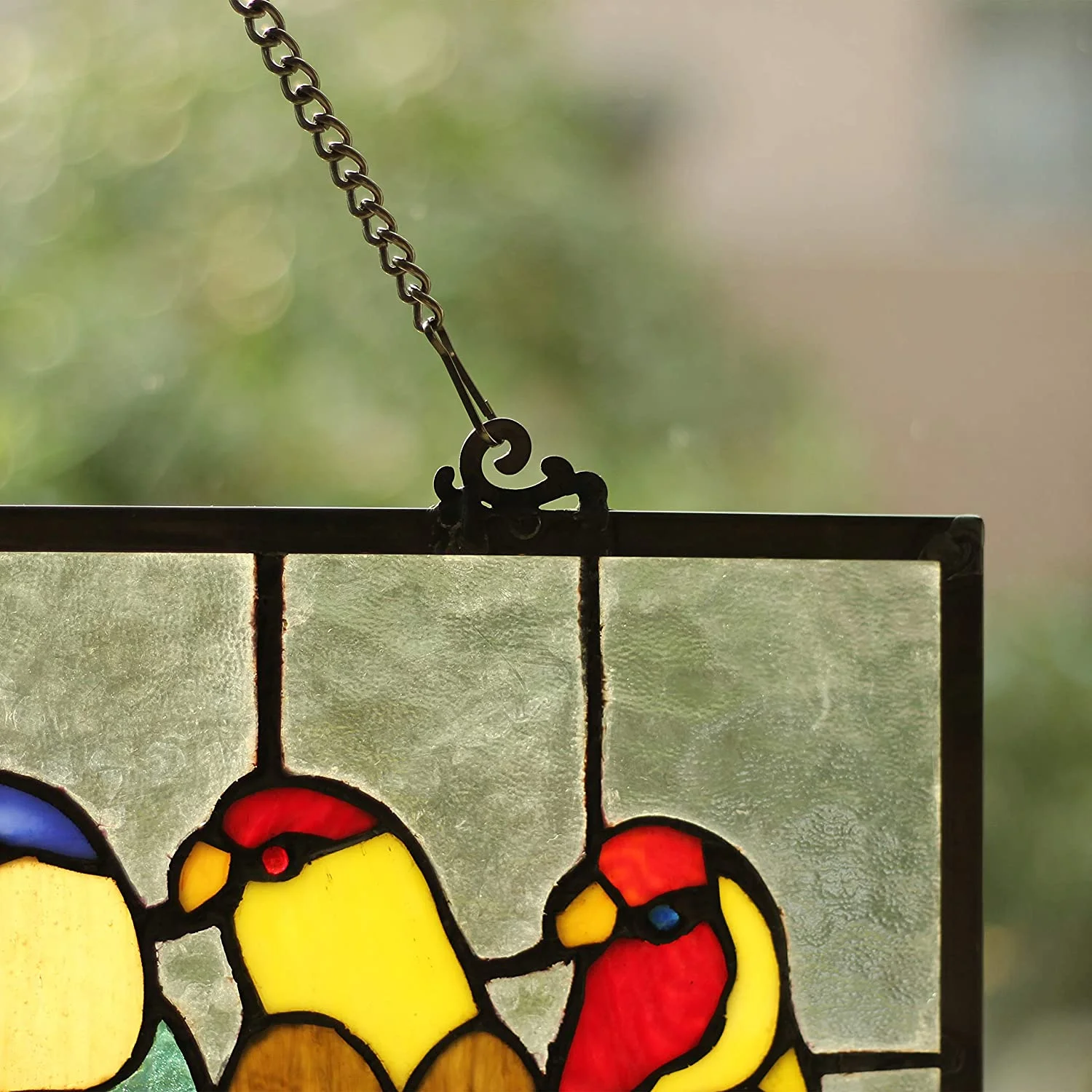 BIRDIES Tiffany-glass featuring Birds Window Panel 25.5x10.5 - Image 5