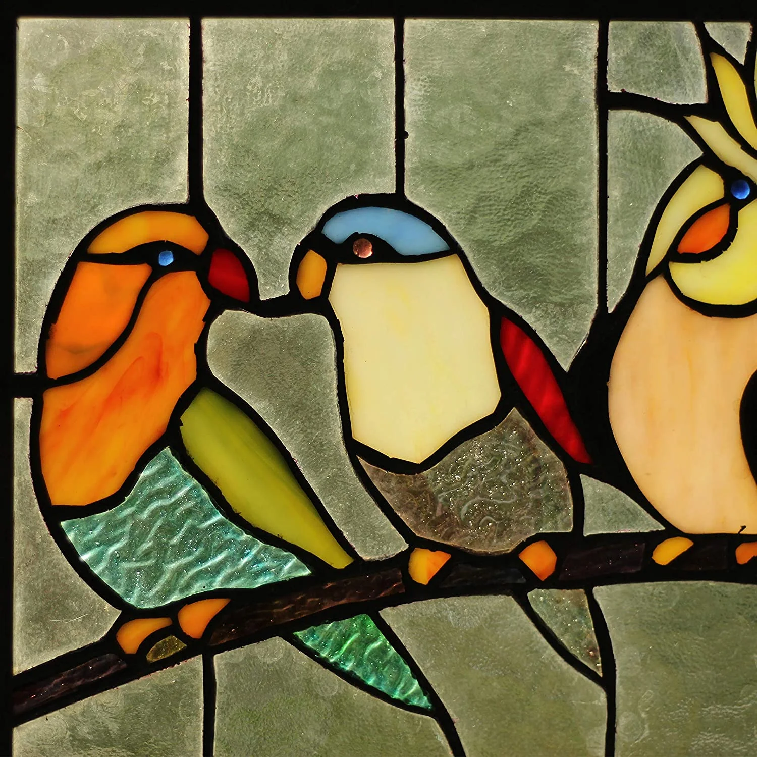 BIRDIES Tiffany-glass featuring Birds Window Panel 25.5x10.5 - Image 4
