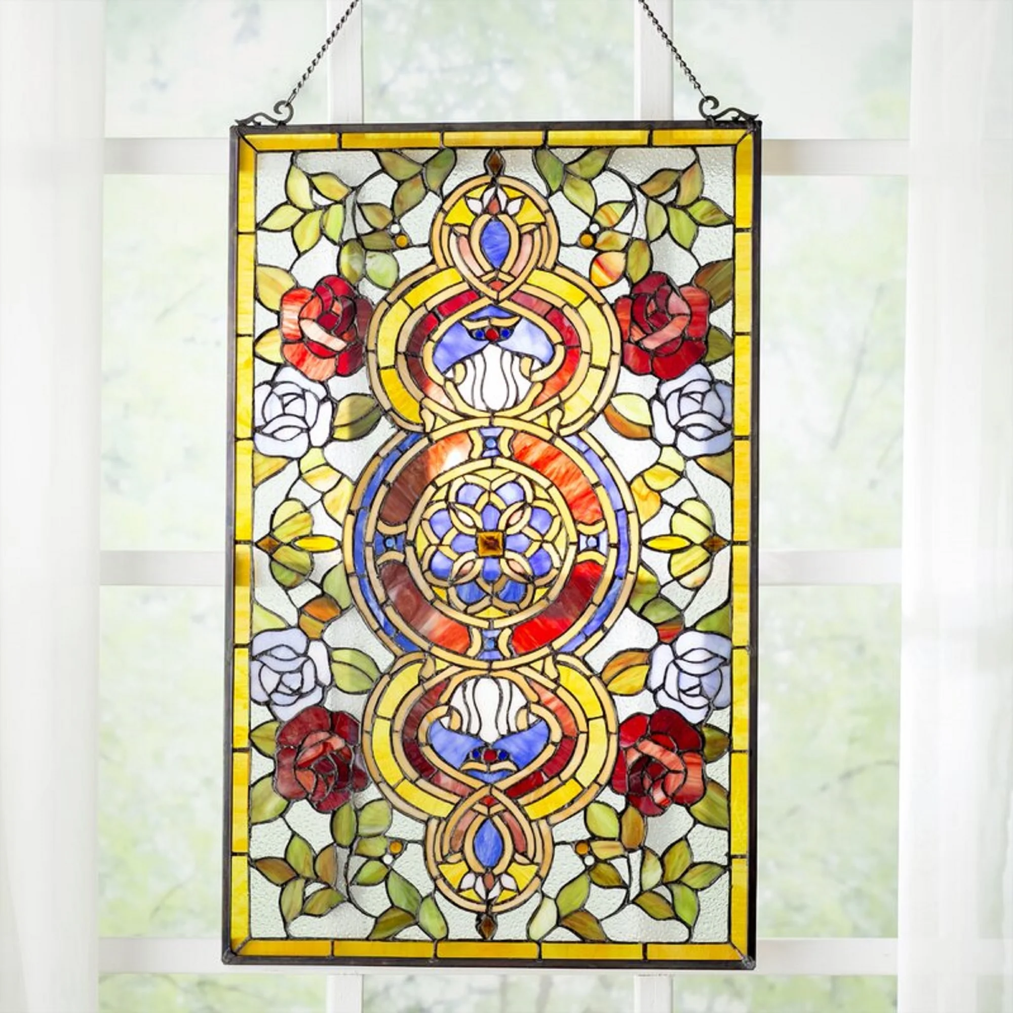 EUREKA SONARATiffany-glass Victorian Window Panel 20x32 - Image 3