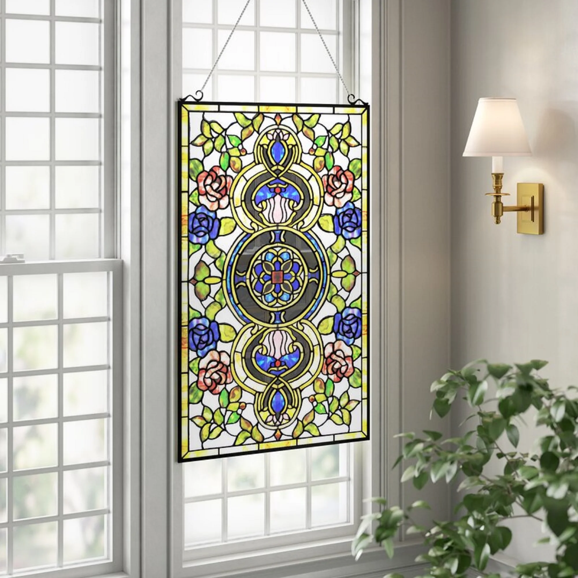 EUREKA SONARATiffany-glass Victorian Window Panel 20x32