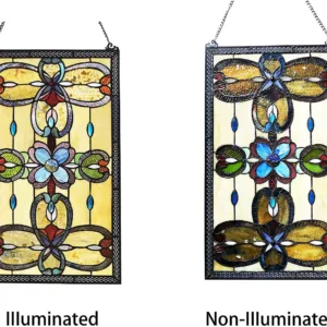 JENICE Tiffany-Style Victorian Stained-Glass Window Panel 26" Height