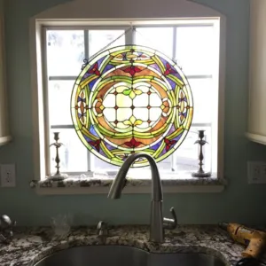 Tiffany-glass Float Design Window Panel 24"