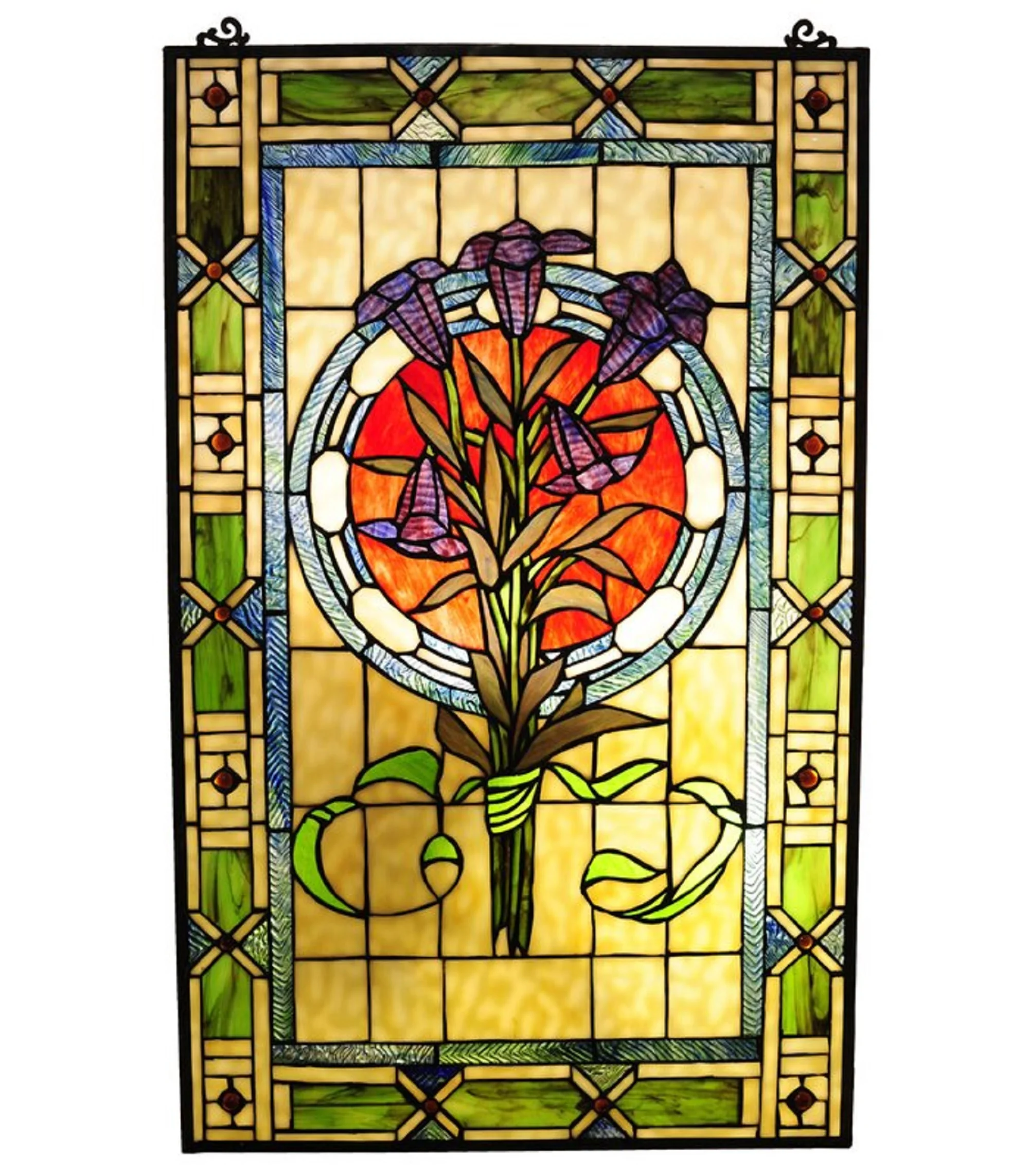 Tiffany-glass Tulips Design Window Panel 20x32 - Image 2
