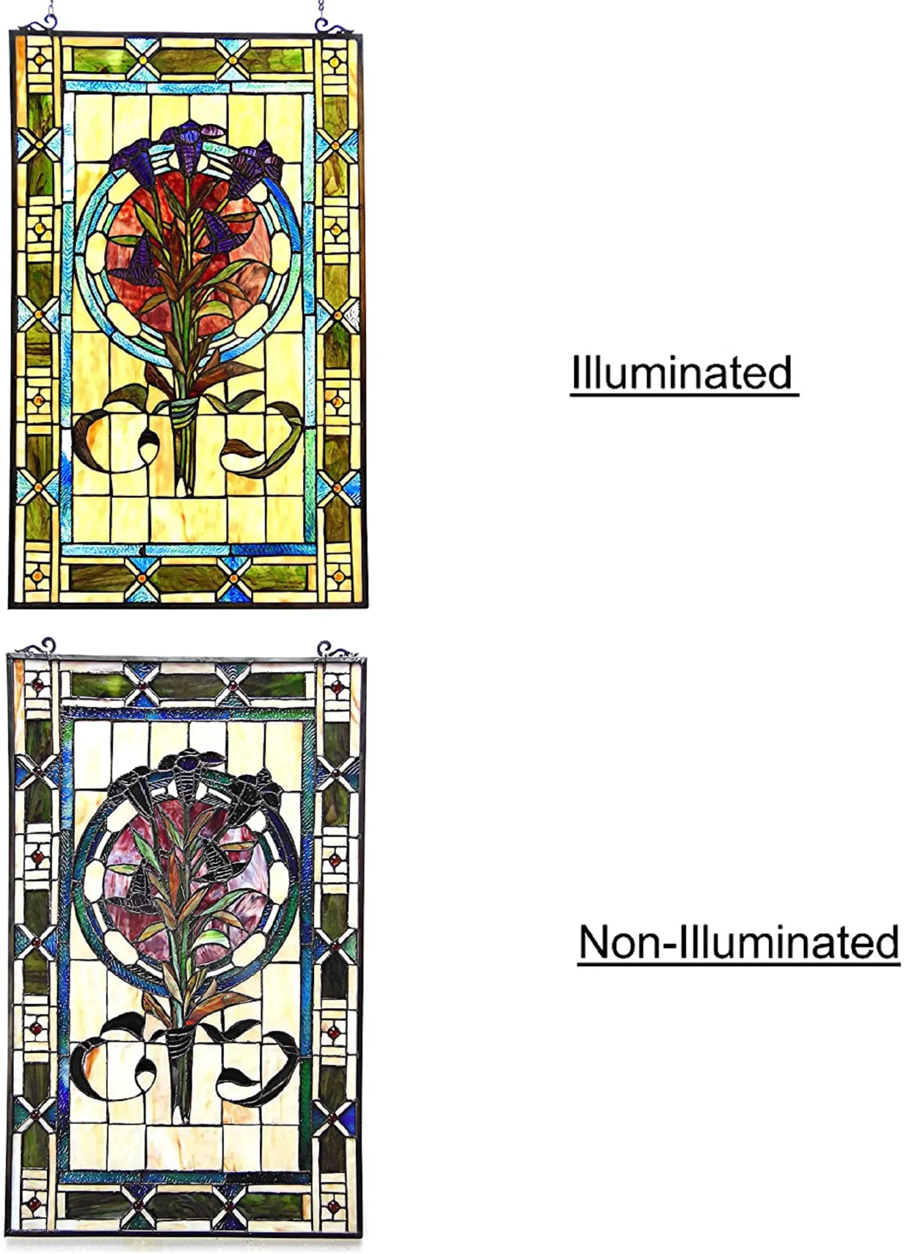 Tiffany-glass Tulips Design Window Panel 20x32 - Image 4