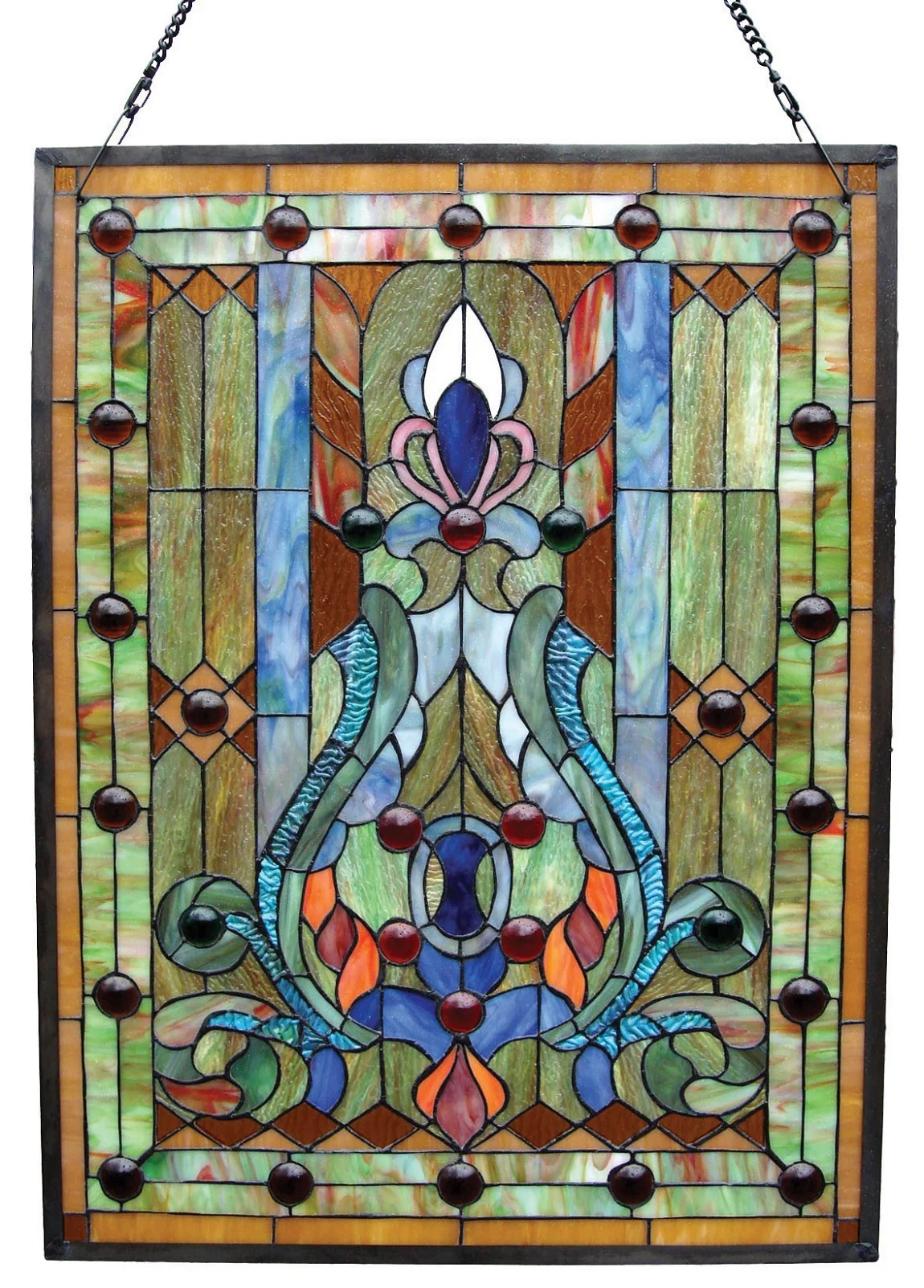 Tiffany-glass Victorian Window Panel 18x24