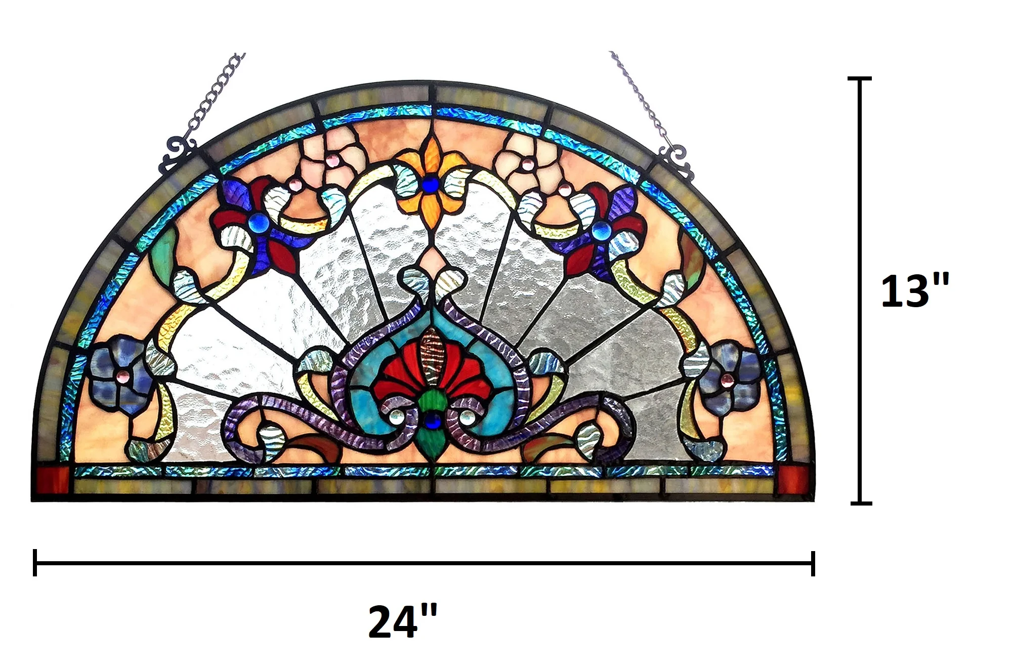 EMERSYN Victorian Tiffany-glass Window Panel 24" Wide - Image 2