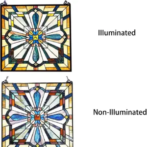 ARCHIE Tiffany-Style Mission Stained Glass Window Panel 20" Height