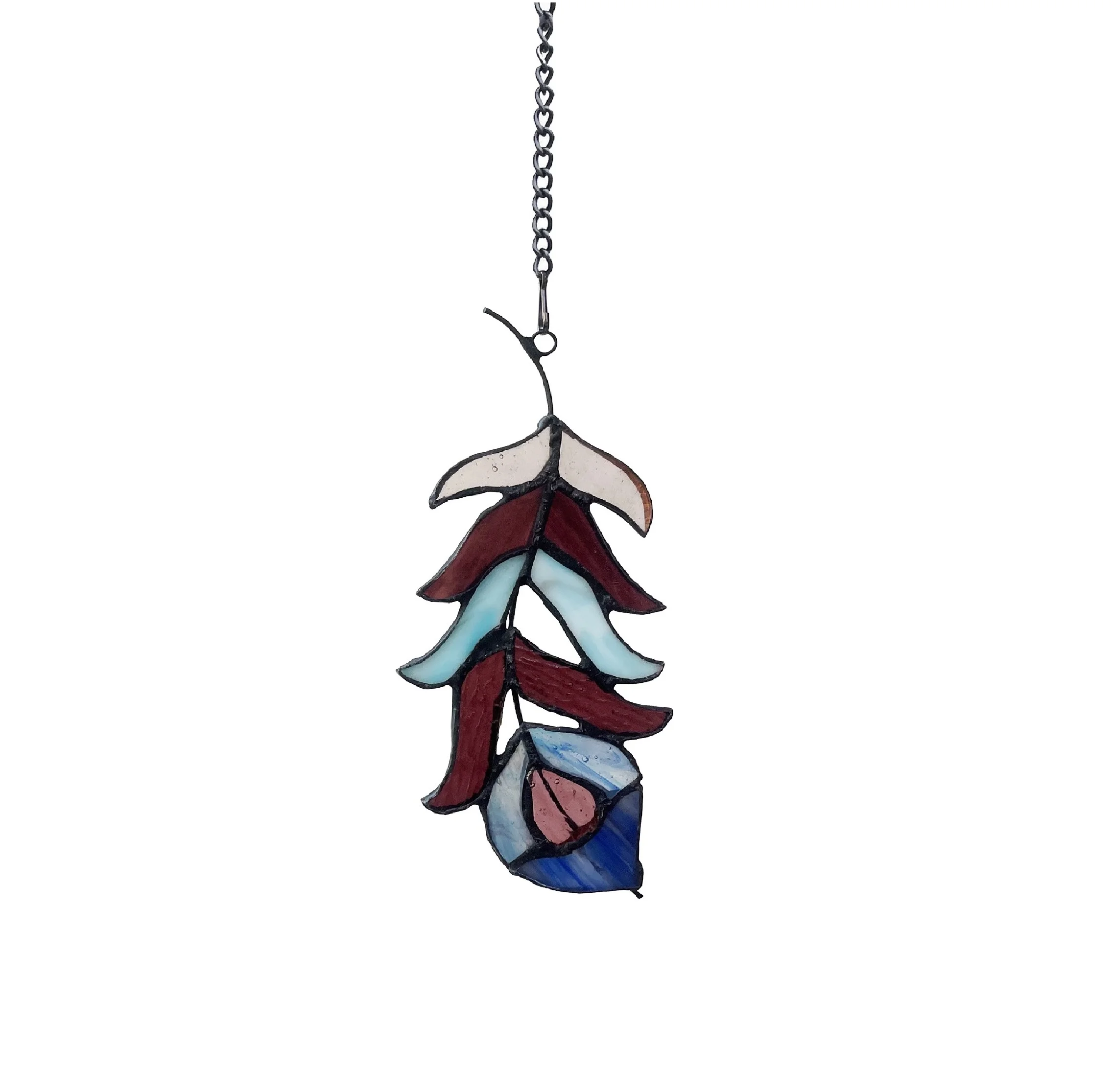 FEATHER Tiffany-Style Stained Glass Window Panel 7" Tall - Image 5