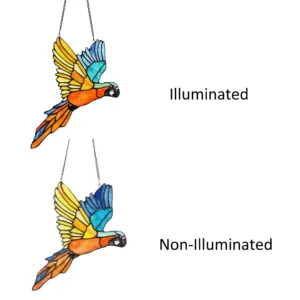 MACAW Animal-Style Stained Glass Window Panel 14" Wide