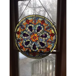 Tiffany-glass Victorian Window Panel 20"