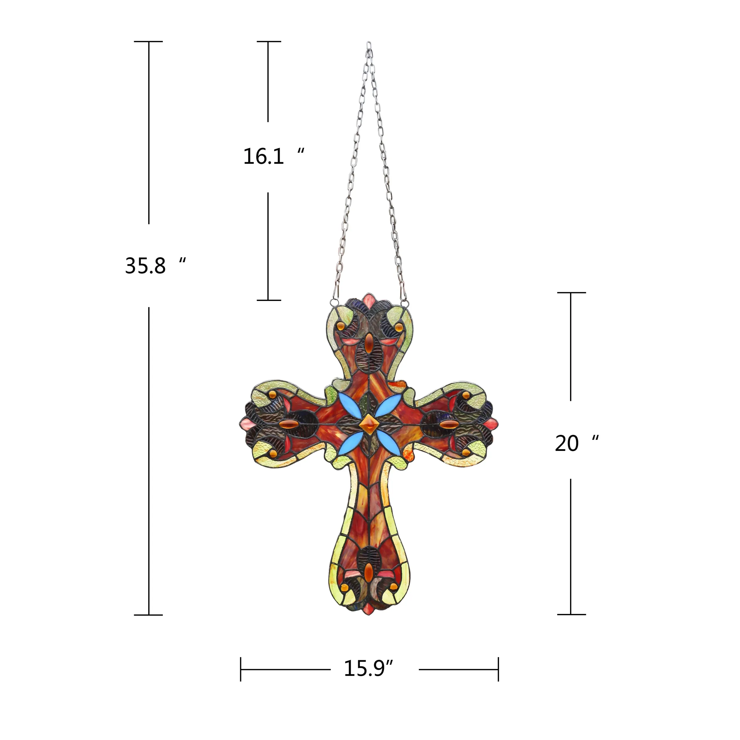 LIAISON Tiffany-glass Victorian Window Panel 20" - Image 4