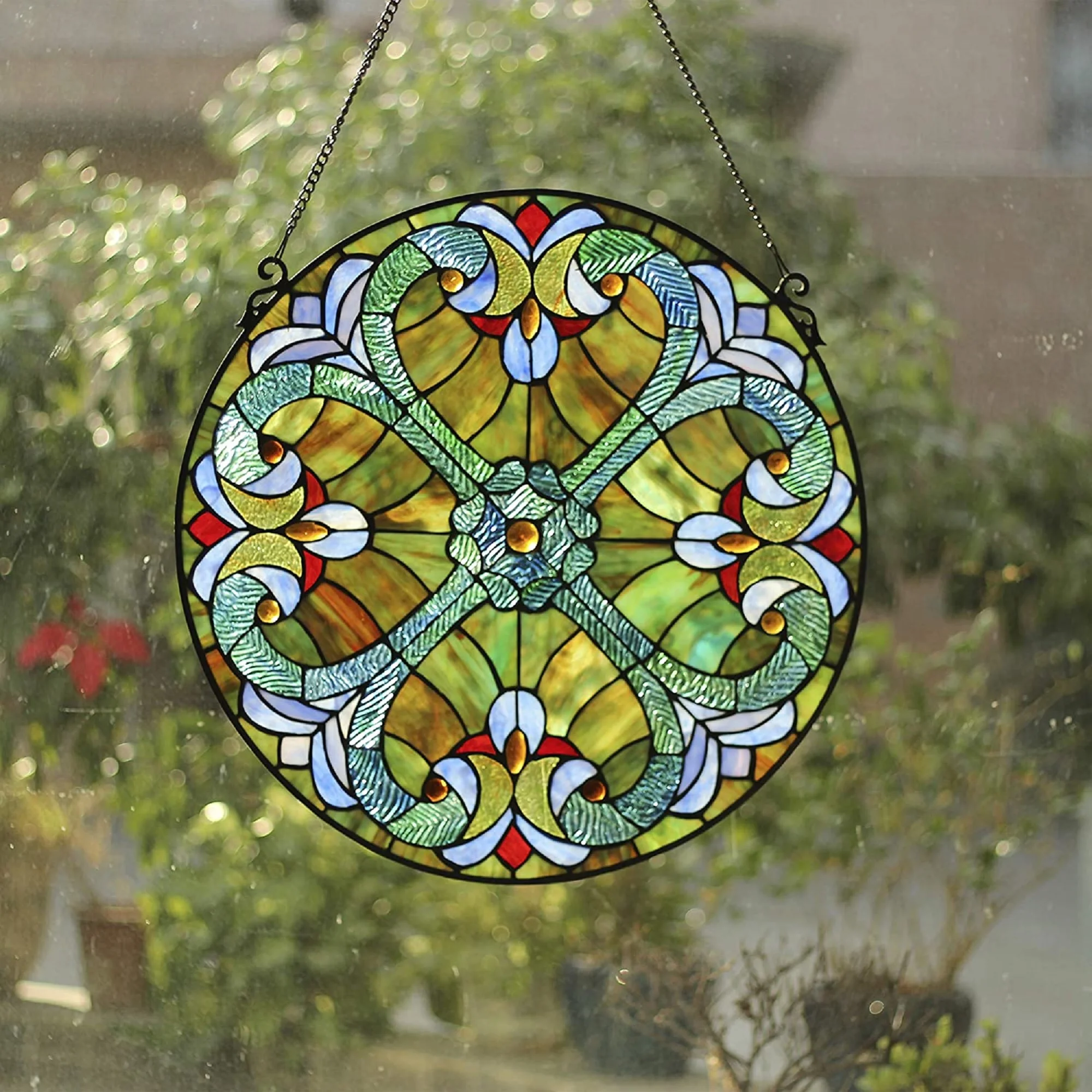 LIAISON Tiffany-glass Victorian Window Panel 20" - Image 2