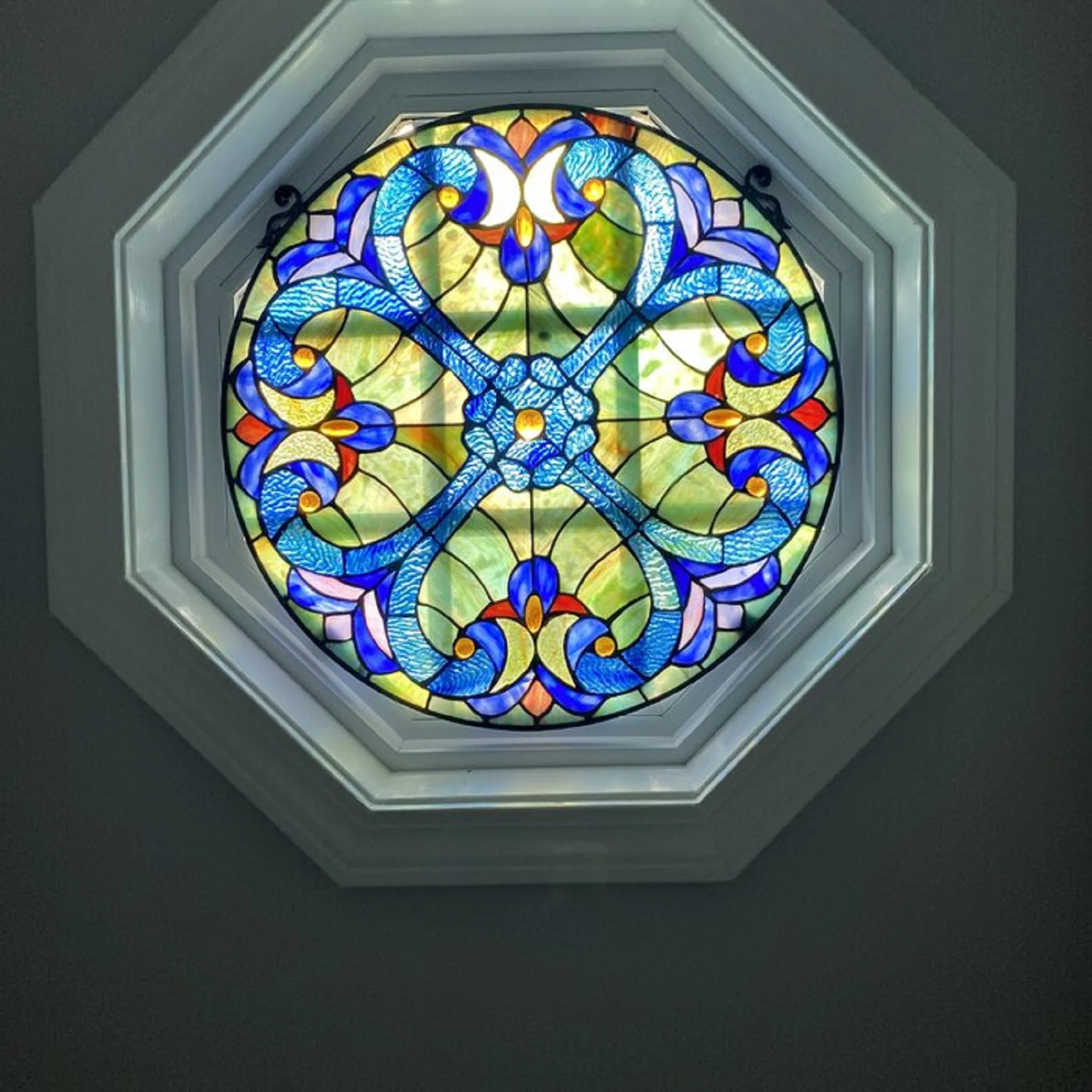 LIAISON Tiffany-glass Victorian Window Panel 20" - Image 9