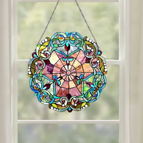 EMILIA Tiffany-glass Victorian Window Panel 20"