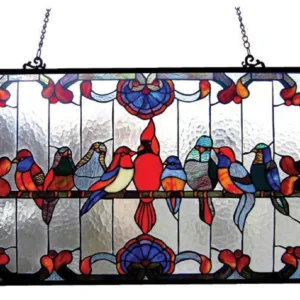 Tiffany-glass featuring Gathering Birds Window Panel 32x20