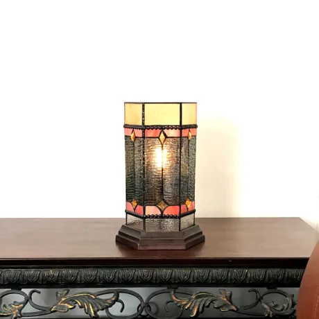 NEILSON Tiffany-glass Accent Pedestal 1 Light Mission table lamp 14" Tall