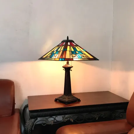 TAITE Tiffany-style 2 Light Mission Table Lamp 16" Shade