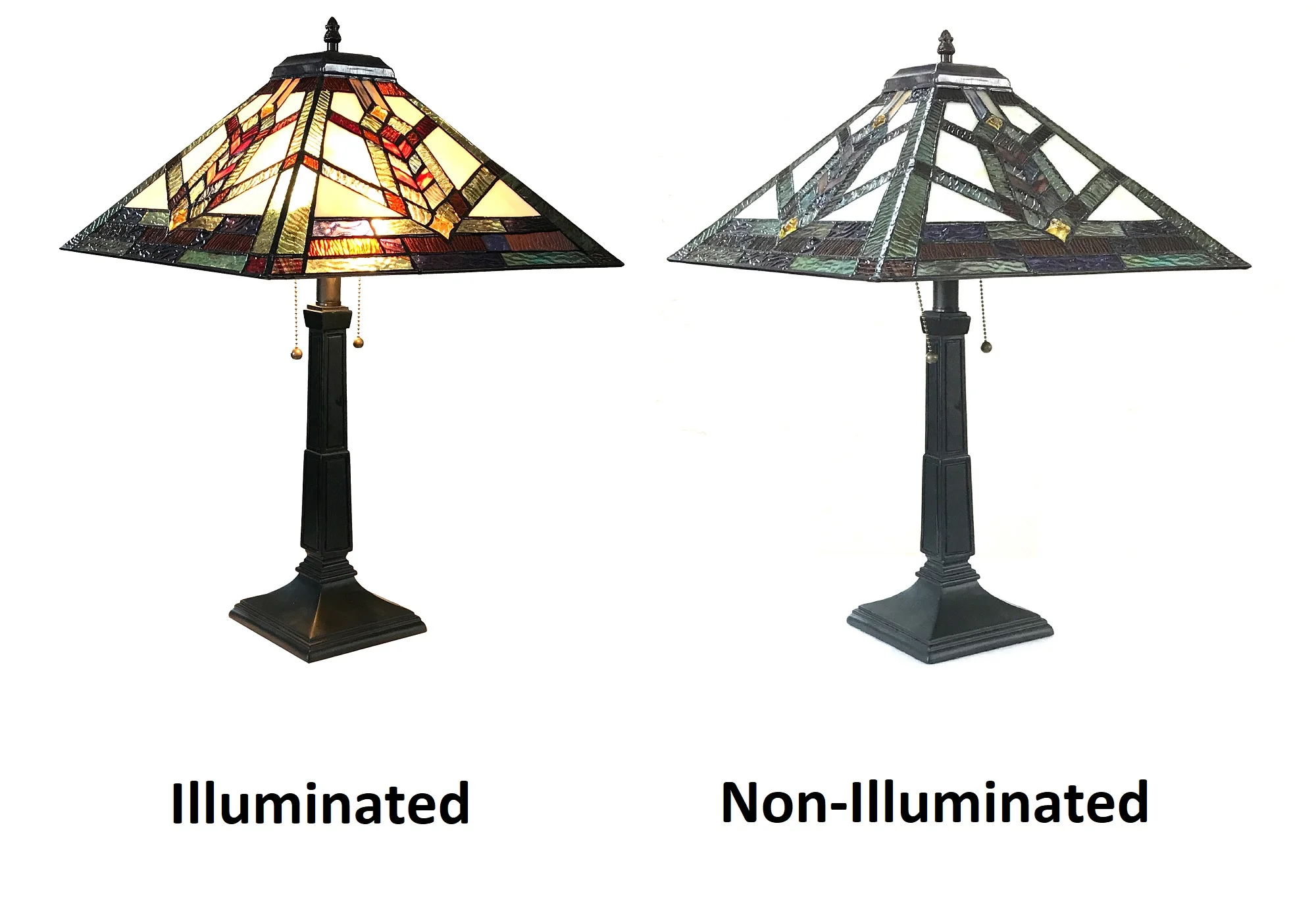 WYLIE Tiffany-style 2 Light Mission Table Lamp 16" Shade - Image 2