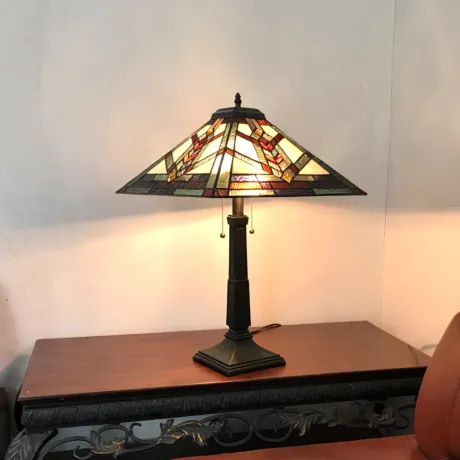 WYLIE Tiffany-style 2 Light Mission Table Lamp 16" Shade