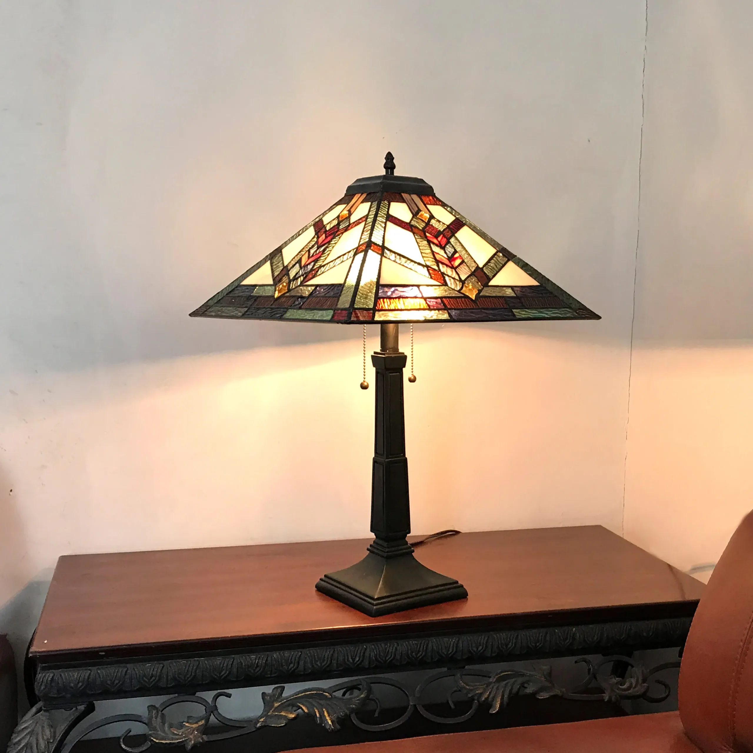 WYLIE Tiffany-style 2 Light Mission Table Lamp 16" Shade