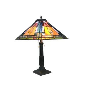 FLEMINGTiffany-style 2 Light Mission Table Lamp 16" Shade