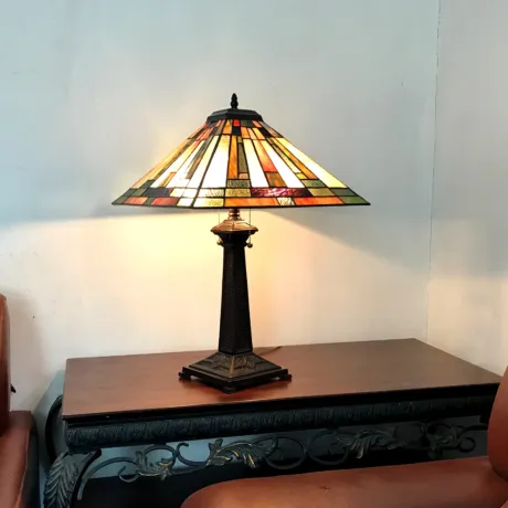 GERARD Tiffany-style 2 Light Mission Table Lamp 16" Shade